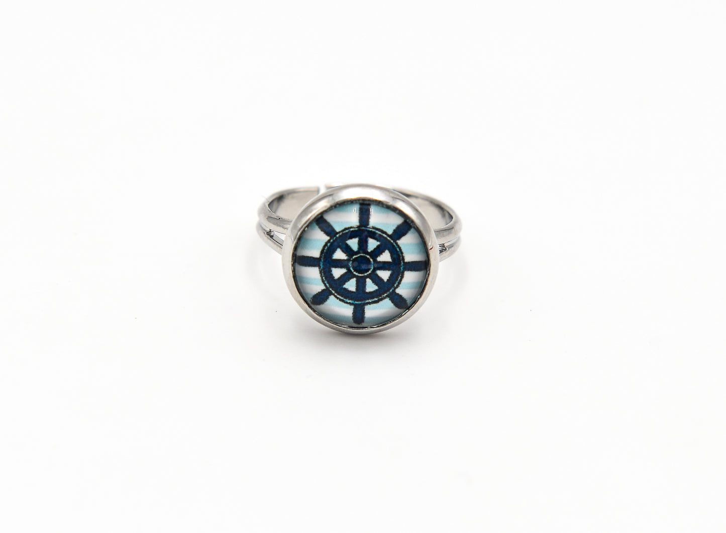 Maritimer Ring in Silber mit Steuerrad 12mm