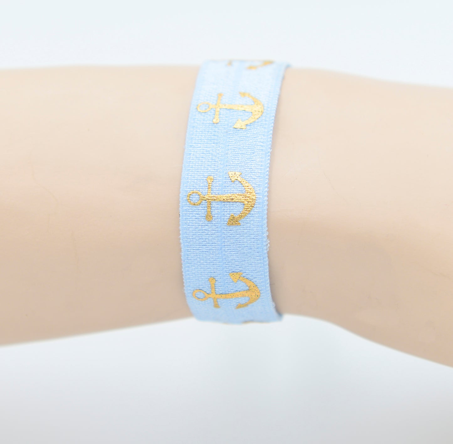 Verschiedene Farben Elastisches Armband + Haargummi mit Ankern in Gold