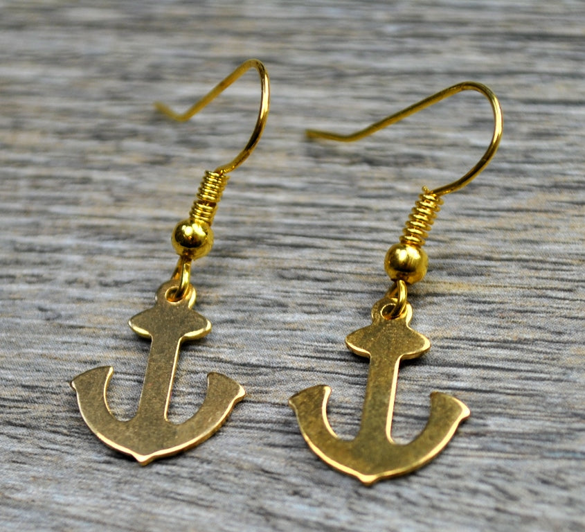 Ohrringe mit Anker in Gold