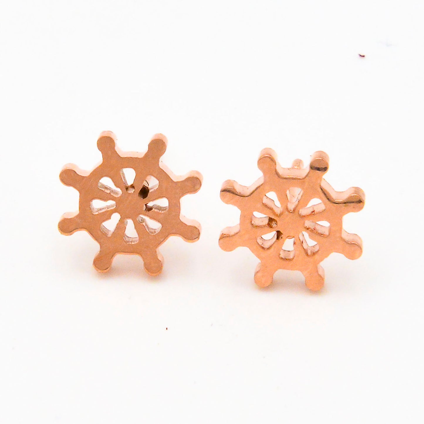 Ohrstecker Steuerrad Roségold aus Edelstahl