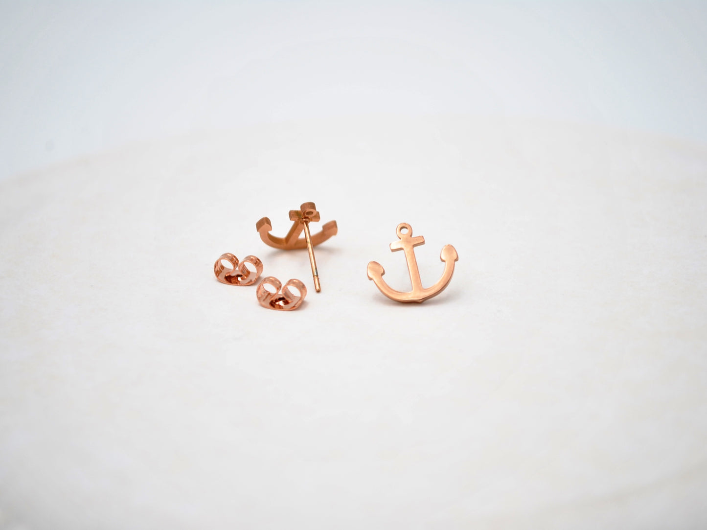 Ohrstecker Anker Roségold groß aus Edelstahl