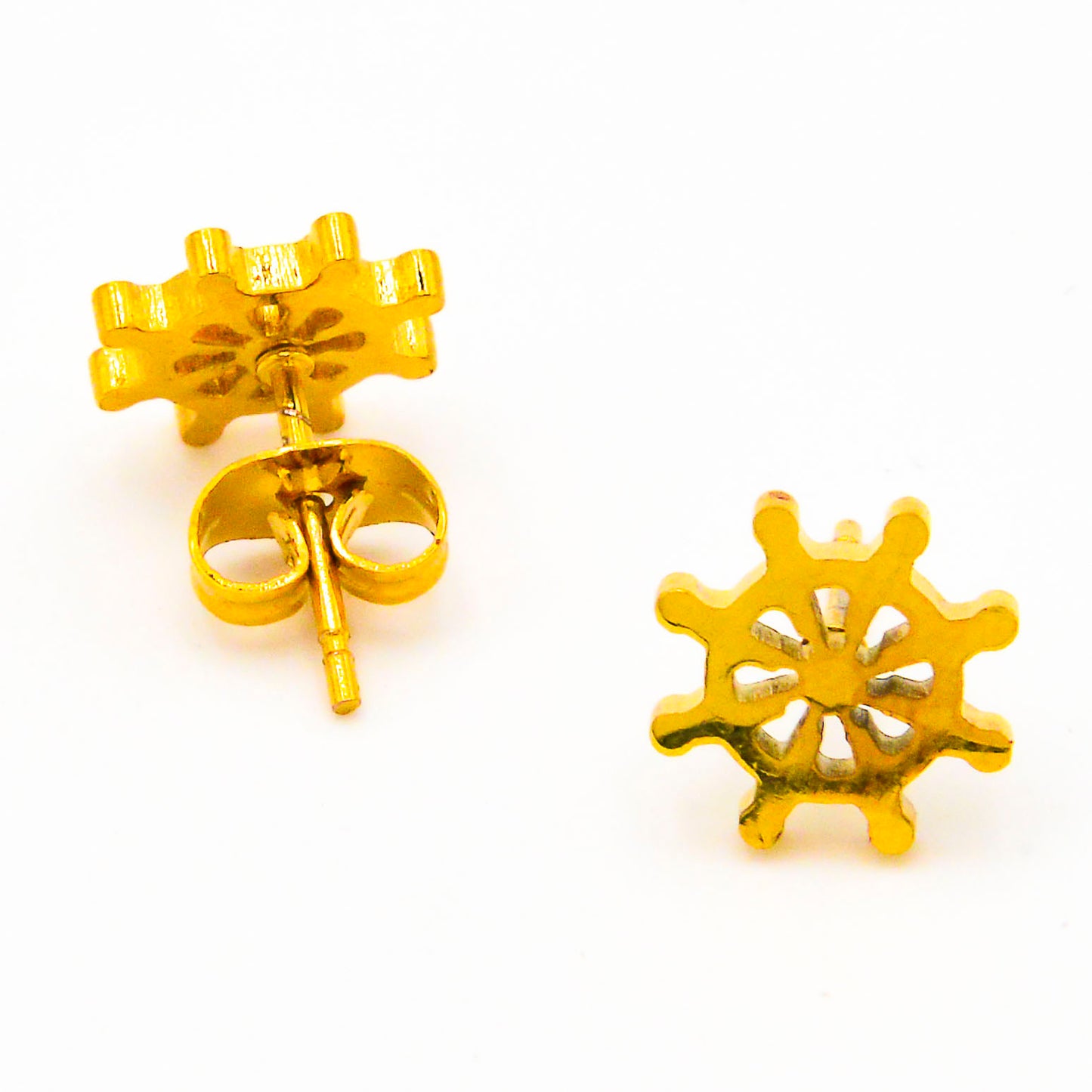 Ohrstecker Steuerrad Gold aus Edelstahl