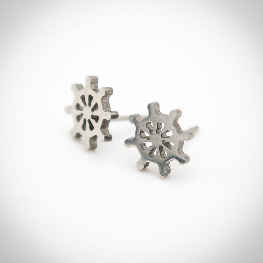 Ohrstecker Steuerrad Silber aus Edelstahl