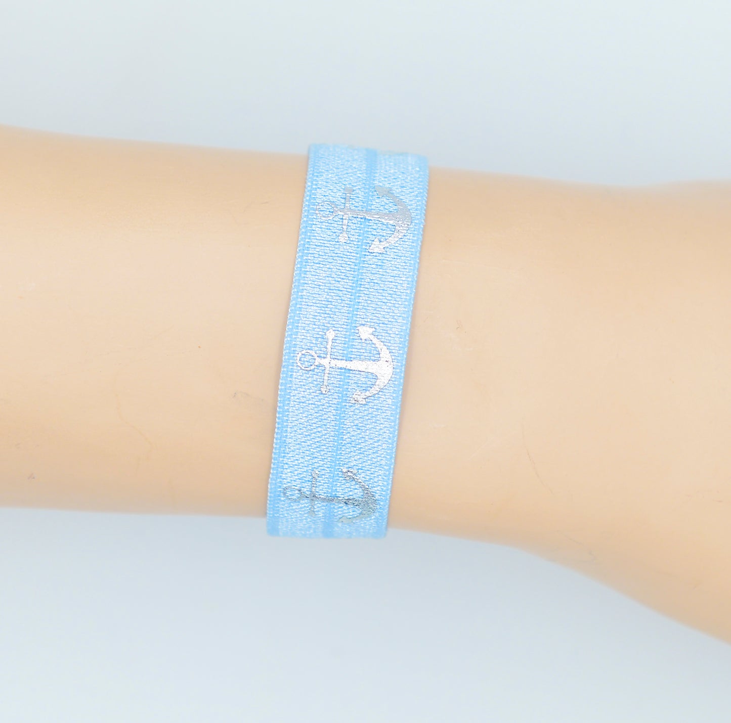 Viele Farben Elastisches Armband + Haargummi mit Ankern in Silber