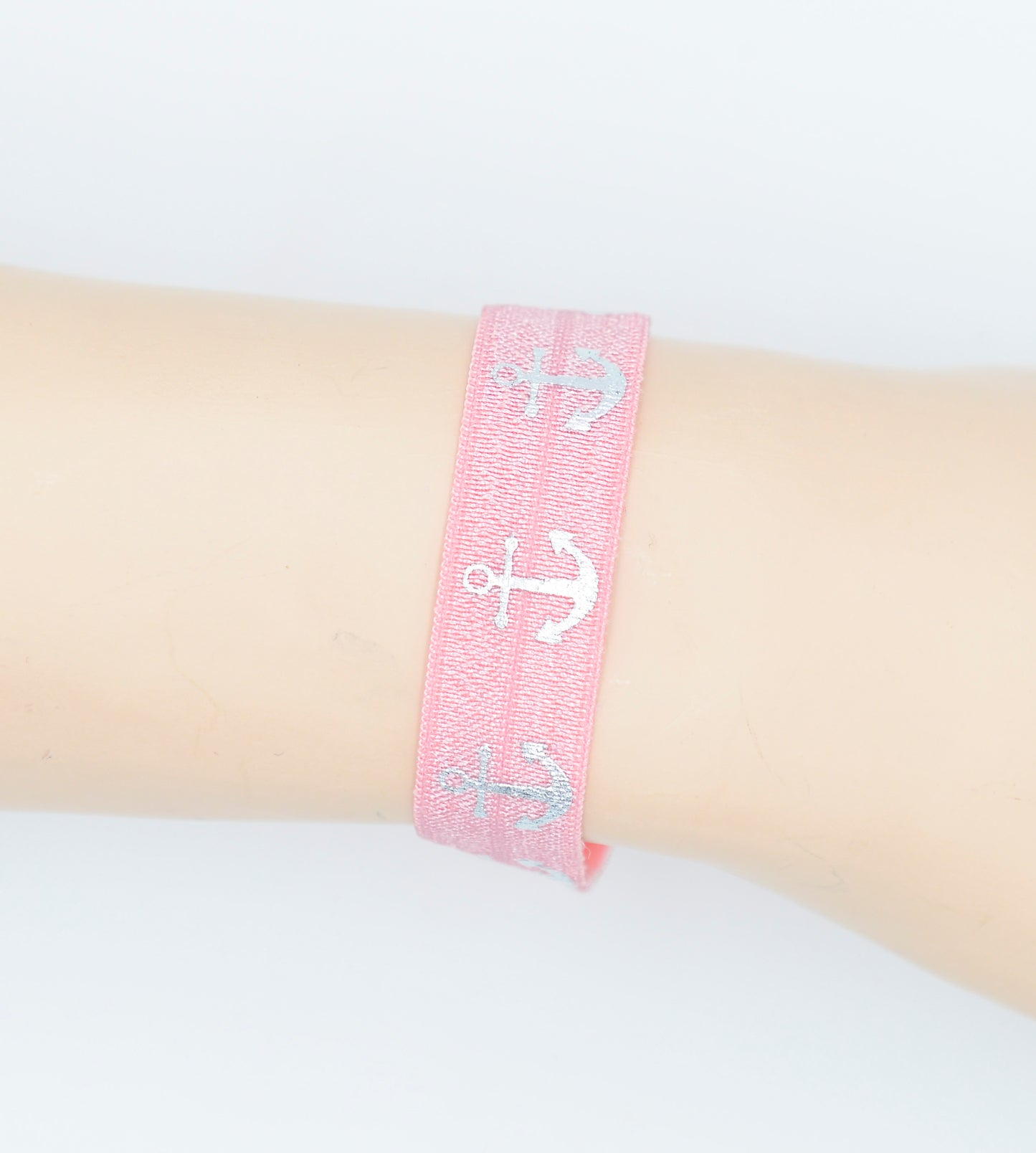 Viele Farben Elastisches Armband + Haargummi mit Ankern in Silber