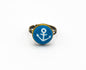 Ring mit Stoff und Anker in Dunkeltürkis und Bronze 12mm