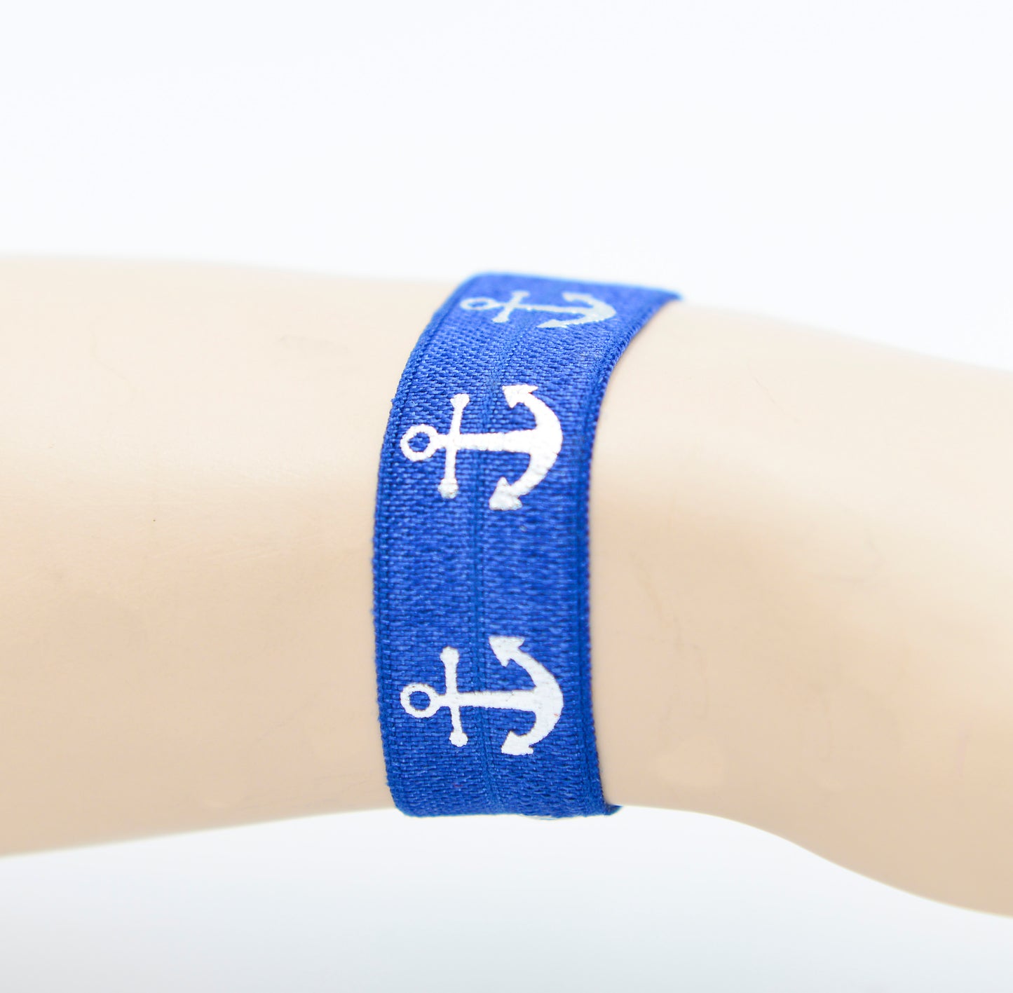 Viele Farben Elastisches Armband + Haargummi mit Ankern in Silber