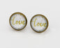 Romantische Ohrstecker mit Glas mit Love und Herzen