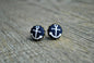 Ohrstecker aus Stoff mit Anker Dunkelblau